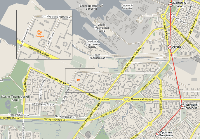 Карта спб с улицами кировский район